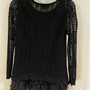 EUC - Black sweater with tulle detail